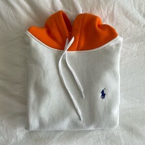 RALPH LAUREN Women’s Polo Sport Pink Blue Spell Out Logo Fleece Hoodie size S